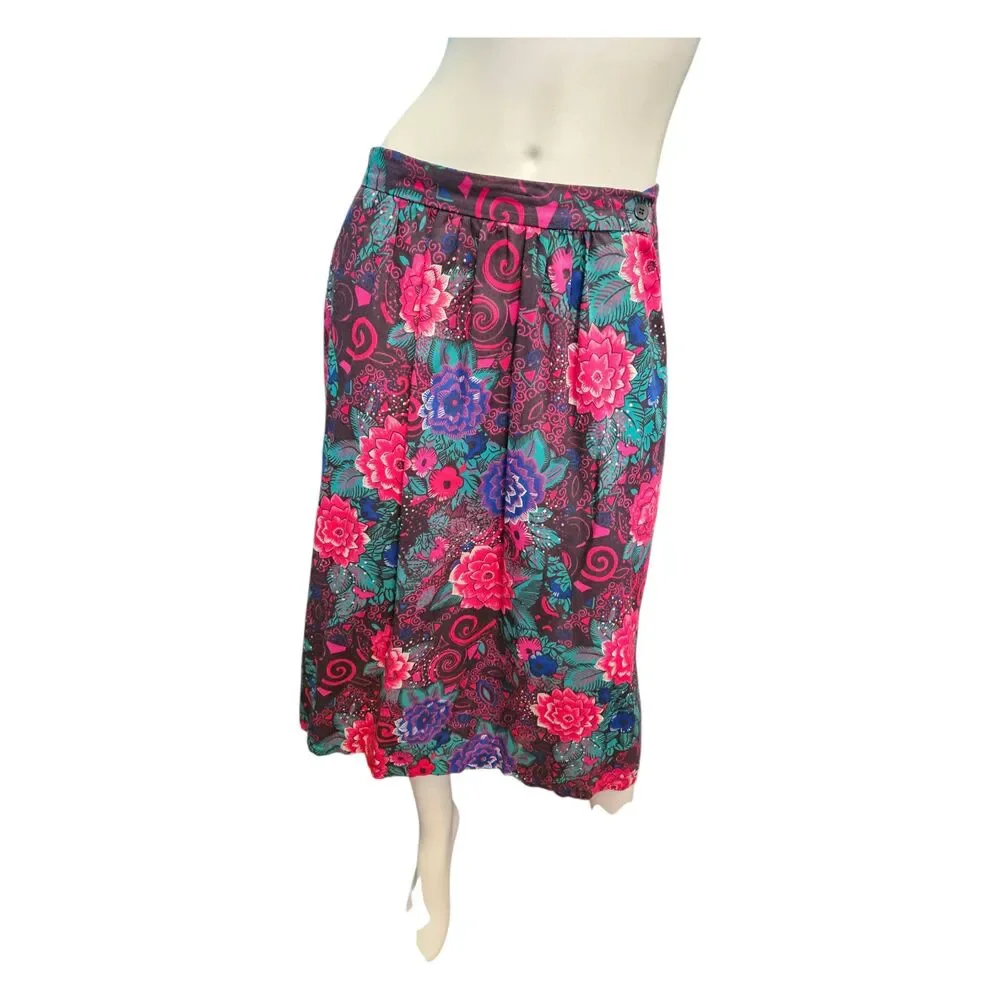 Cape Code Match Mates Vintage 80's Pink Floral Skirt Womens size 18